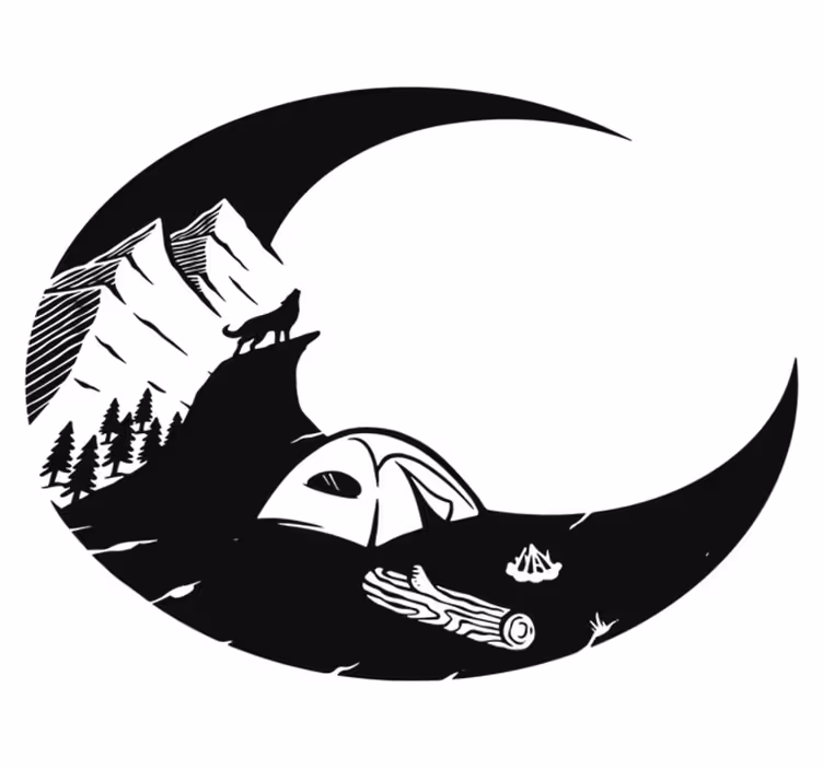 Vinyl teppe natur fjellcamping scene - Tenstickers