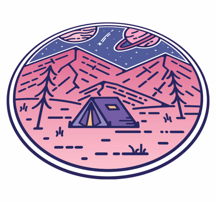 Vinyl teppe natur campingeventyr scene - Tenstickers