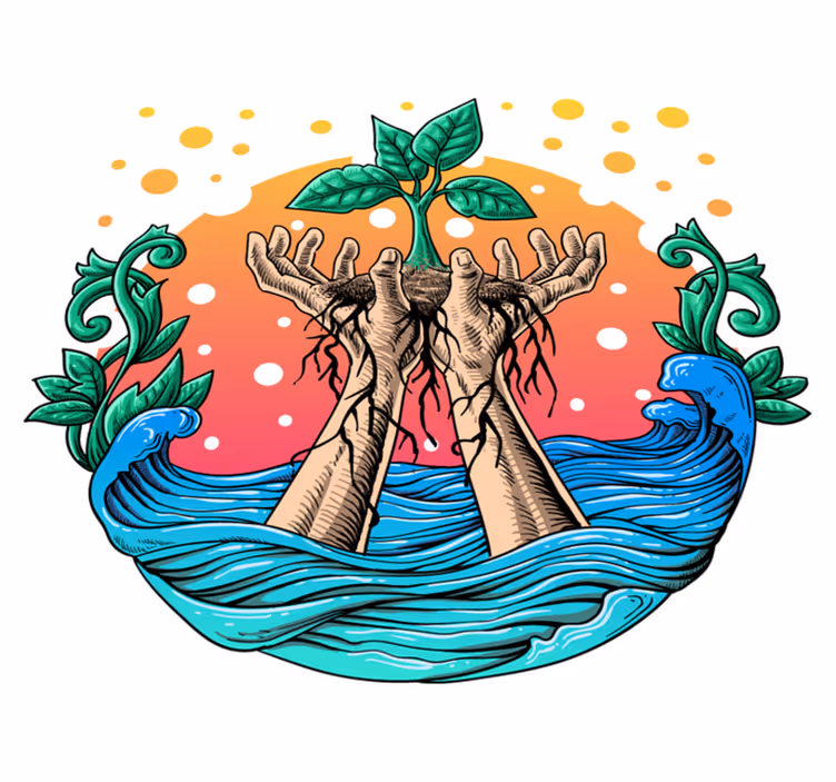 Vinyl teppe natur hender som dyrker natur - Tenstickers