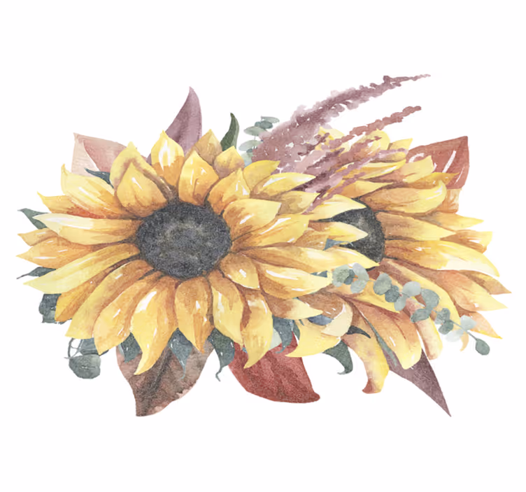 Vinyl teppe natur solsikke blomsteroppsats - Tenstickers