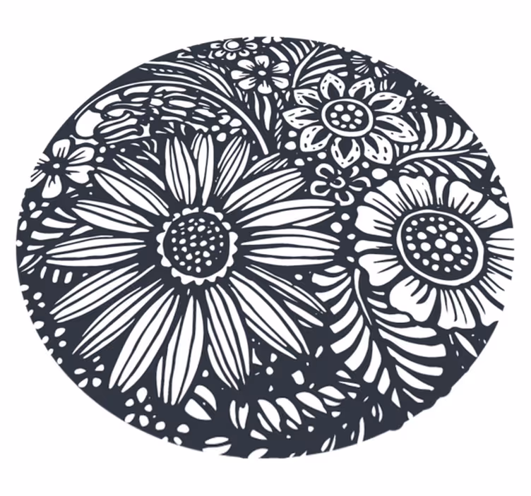 Vinyl teppe natur med blomsterdesign sirkel - Tenstickers