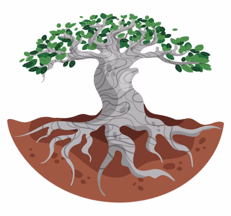 Vinyl teppe natur stiliserte tre røtter - Tenstickers