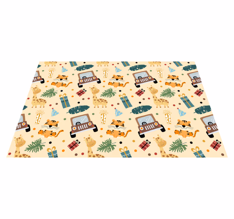 Lekne safari elementer vinyl teppe natur - Tenstickers
