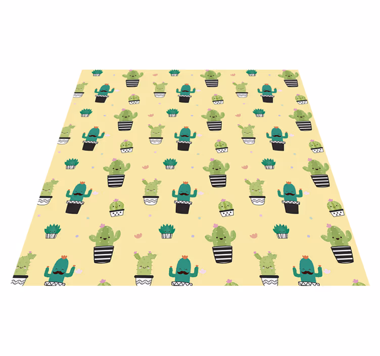 Vinyl teppe blomster og planter kaktus mønster - Tenstickers