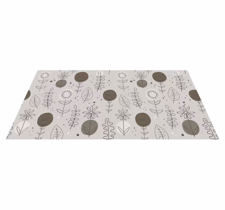 Naturlige farger mønster vinyl teppe blomster og planter - Tenstickers