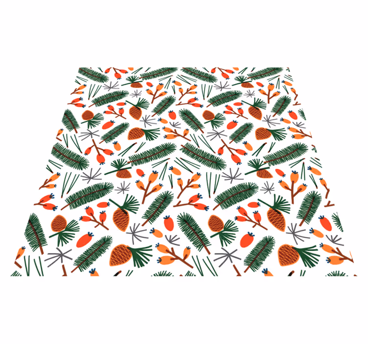 Vinyl teppe blomster og planter høstblader mønster - Tenstickers
