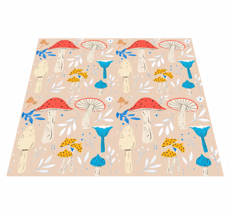 Vinyl teppe blomster og planter klassiske sopp beige - Tenstickers