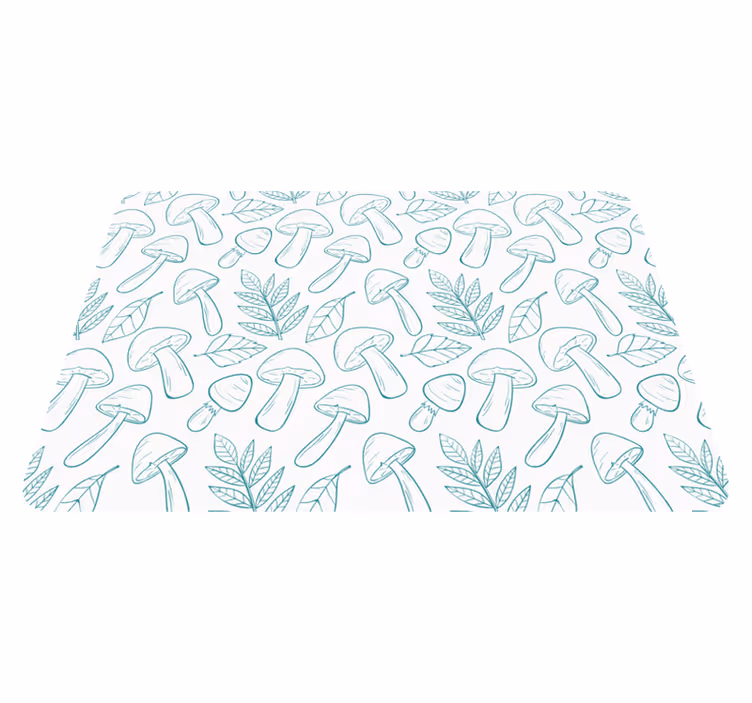 Vinyl teppe blomster og planter hvite og lyseblå sopp - Tenstickers