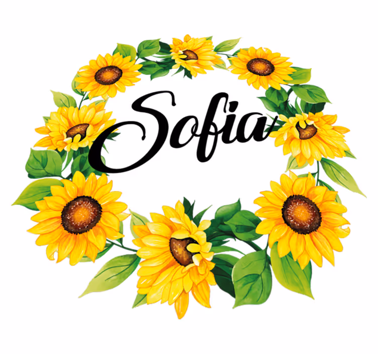 Vinyl teppe blomster og planter med navn krans - Tenstickers