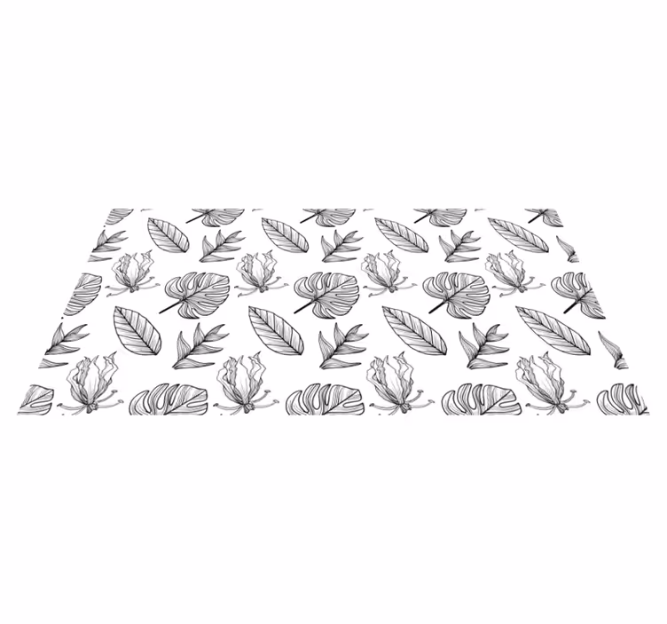 Vinyl teppe blomster og planter med bladmønster - Tenstickers