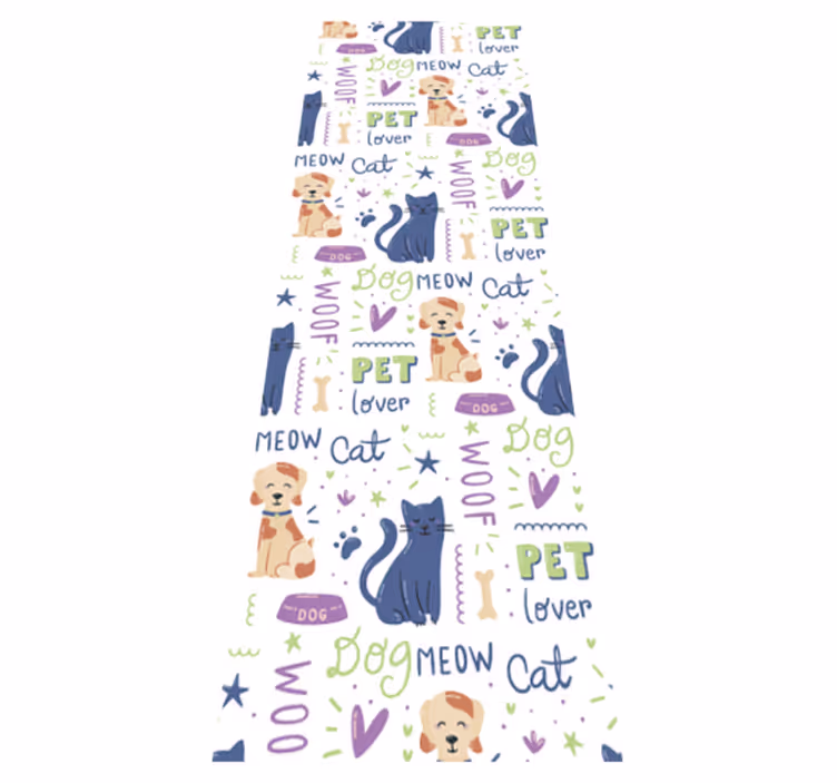 Fantastisk fargerik doodle med hunder vinyl teppe soverom - Tenstickers