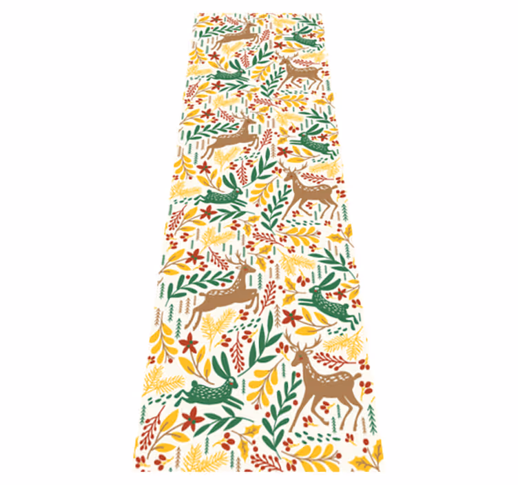Grått hjortemønster med gule blomster vinyl teppe soverom - Tenstickers