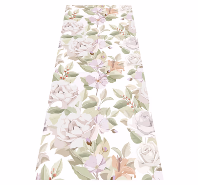 Vinyl teppe soverom elegant blomster mønster - Tenstickers