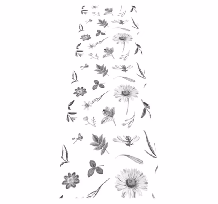 Grå vårblomster vinyl teppe soverom - Tenstickers