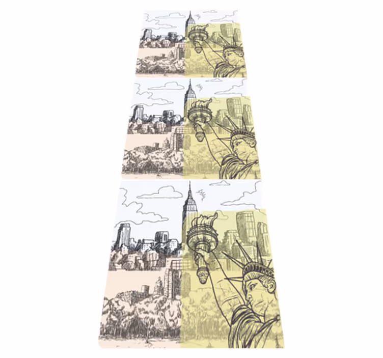 Vinyl teppe soverom vintage gammeldags nyc collage - Tenstickers