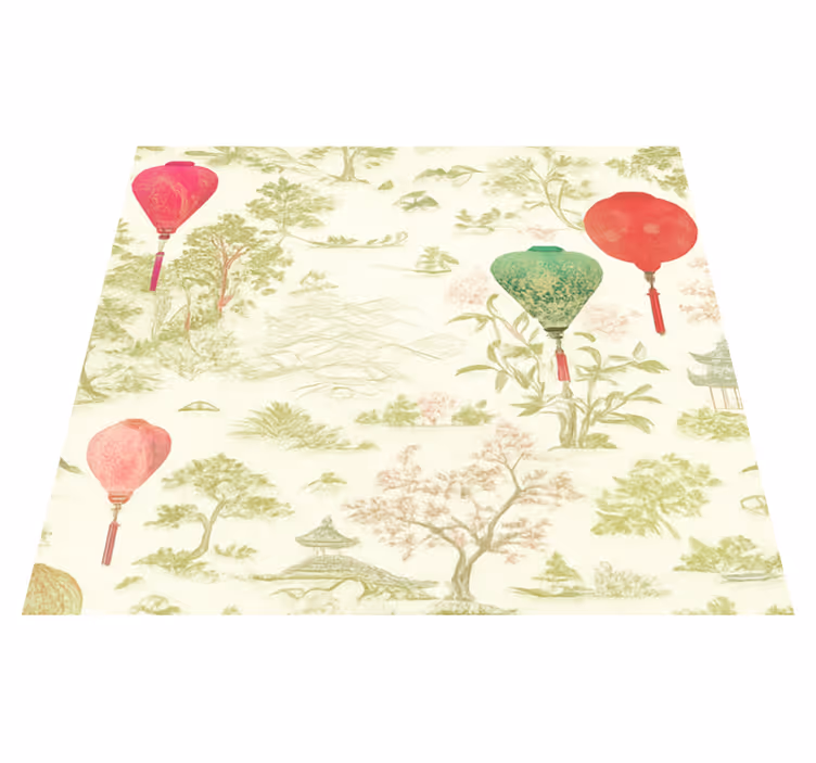 Vinyl teppe soverom oriental kinesisk landskap - Tenstickers
