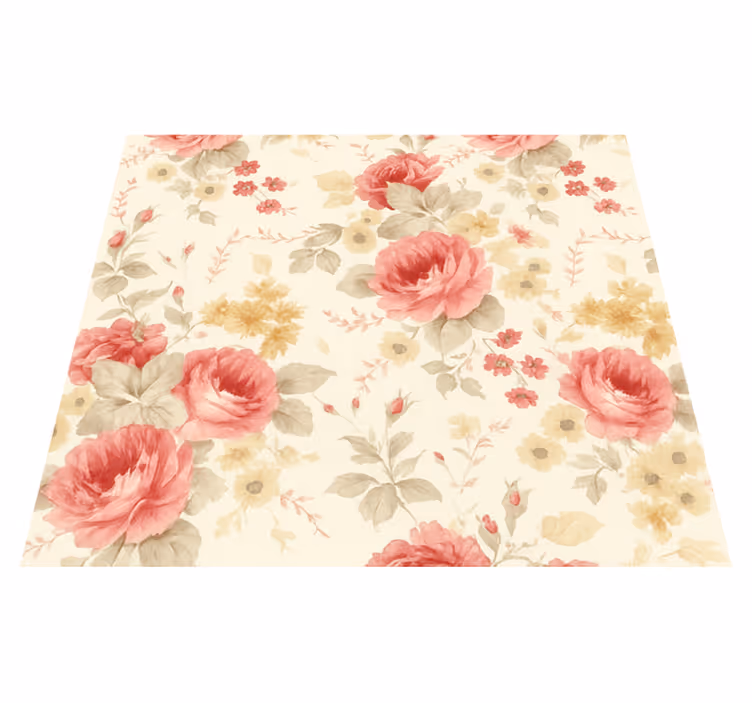Romantisk blomstermønster vinyl teppe soverom - Tenstickers