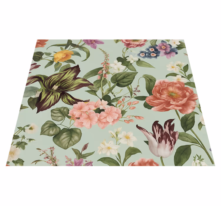 Fargerikt vårblomster vinyl teppe soverom - Tenstickers