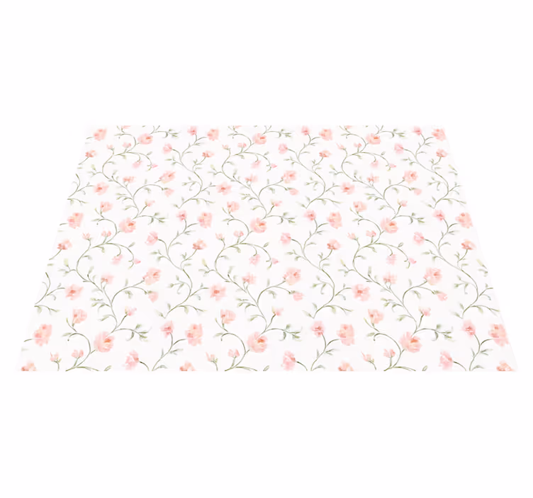Botanisk rosa blomst vinyl teppe soverom - Tenstickers