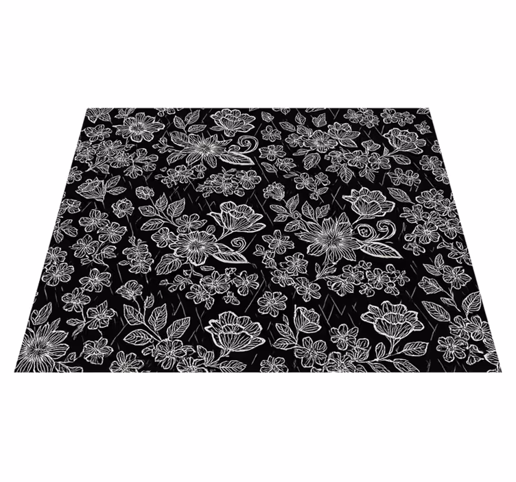Mørkt blomsterdesign vinyl teppe soverom - Tenstickers