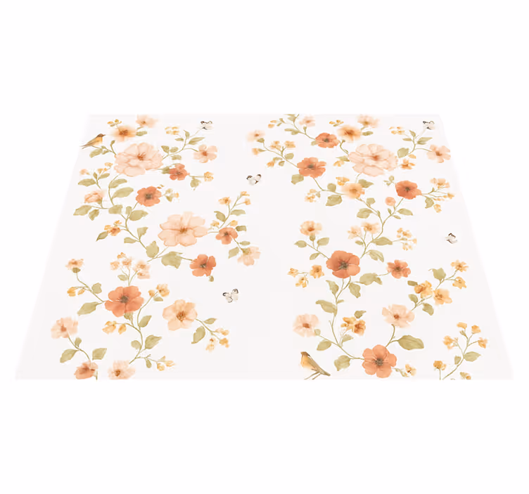 Enkle hvite små blomster vinyl teppe soverom - Tenstickers