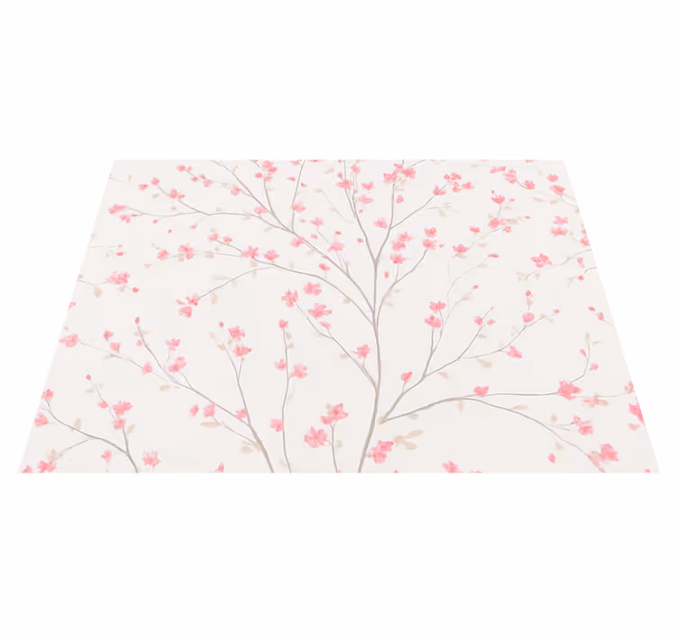 Vinyl teppe soverom tre med små rosa blomster - Tenstickers