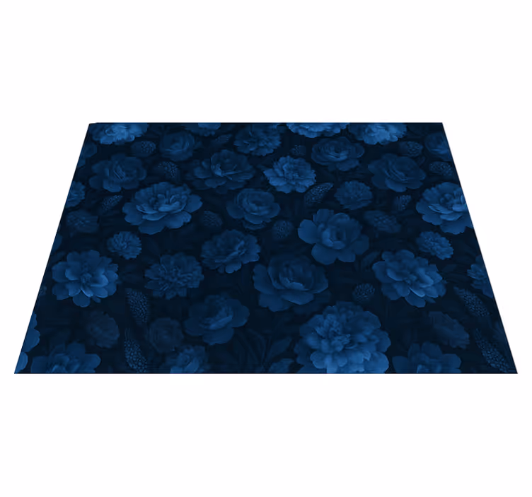 Mørkeblå mystisk blomsterdesign vinyl teppe soverom - Tenstickers