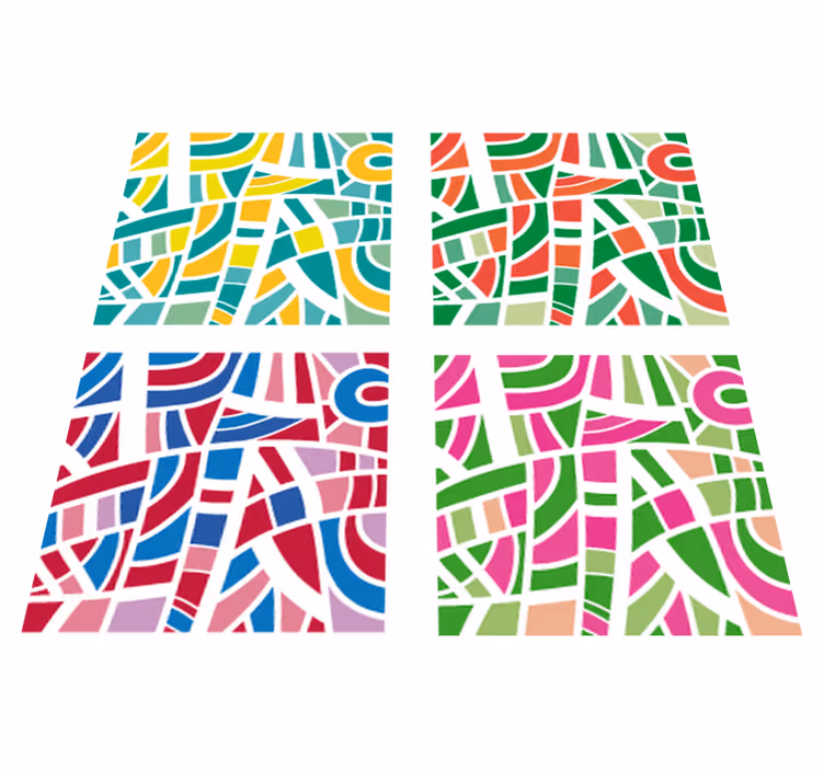 Vinyl teppe geometrisk flerfargede fliser - Tenstickers