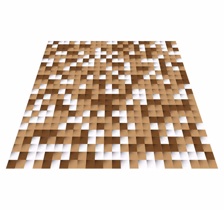 Brune firkanter vinyl teppe geometrisk - Tenstickers