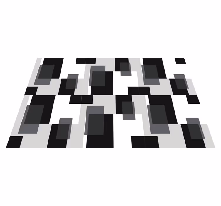 Vinyl teppe geometrisk svart og hvite fargeblokker - Tenstickers