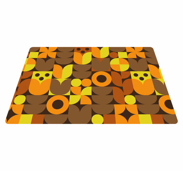 Geometrisk vinyl teppe abstrakt 70-tall - Tenstickers