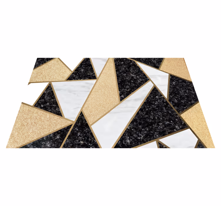 Vinyl teppe geometrisk marmor svart og hvit fliser - Tenstickers