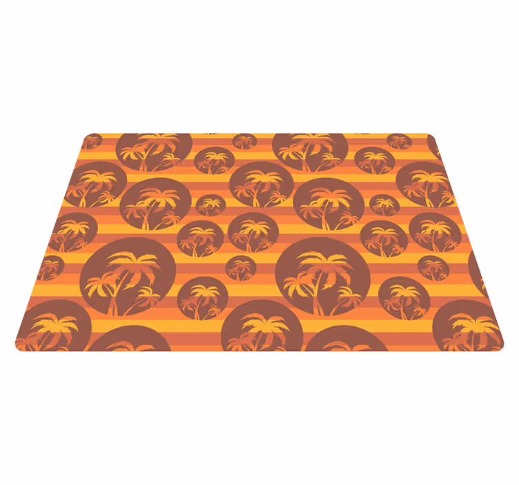 Vinyl teppe geometrisk retro solnedgang og palmer - Tenstickers