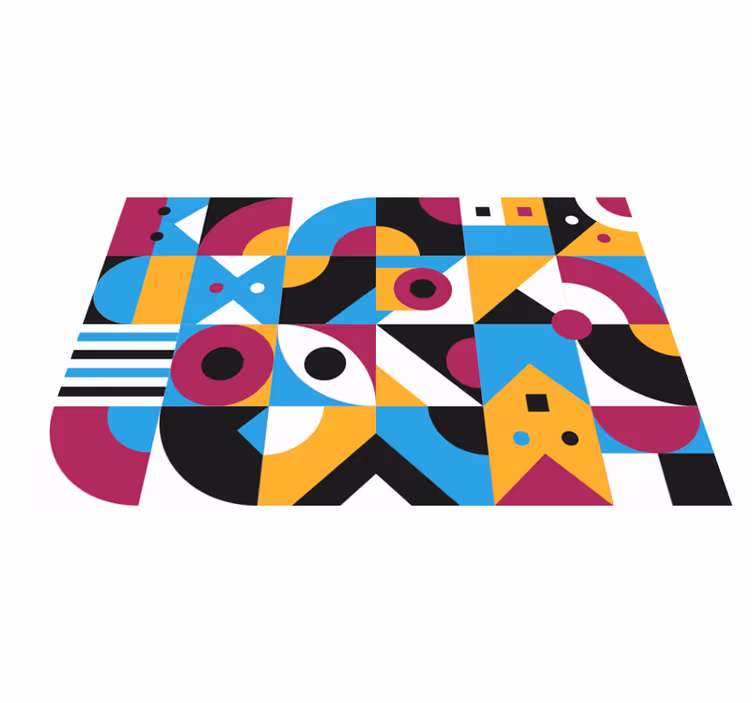 Vinyl teppe geometrisk fargede former - Tenstickers
