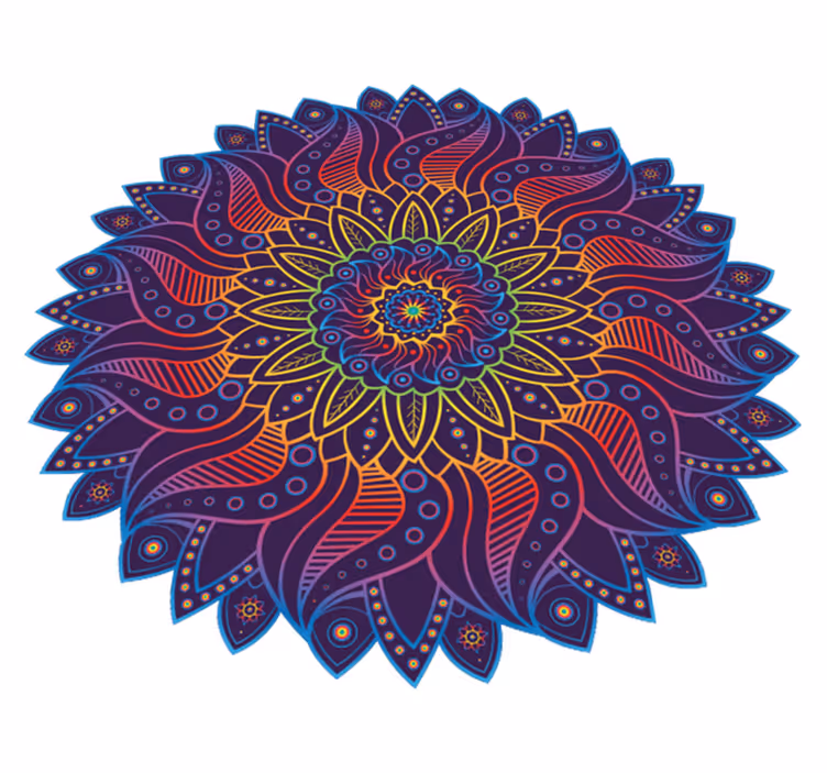 Vinyl teppe geometrisk regnbue mandala - Tenstickers