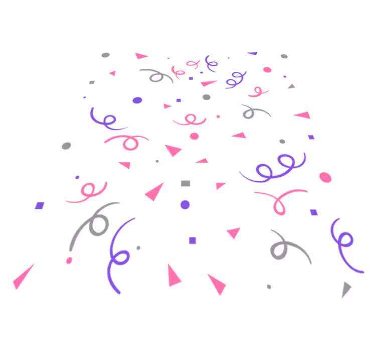 Geometrisk vinyl teppe i grå, rosa og lilla konfetti - Tenstickers
