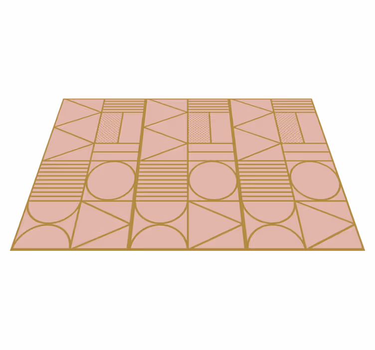 Vinyl teppe geometrisk i gull og rosa farger - Tenstickers