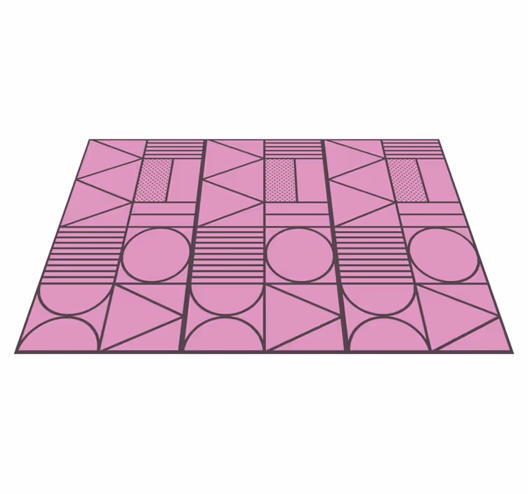 Rosa og grå fargeblokk vinyl teppe geometrisk - Tenstickers