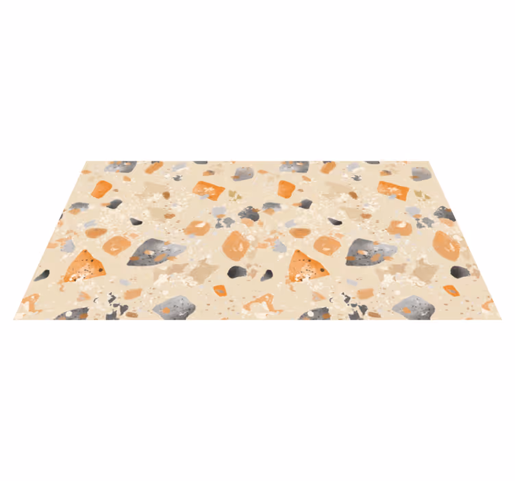 Vinyl teppe geometrisk i monokrom terrazzo mønster - Tenstickers