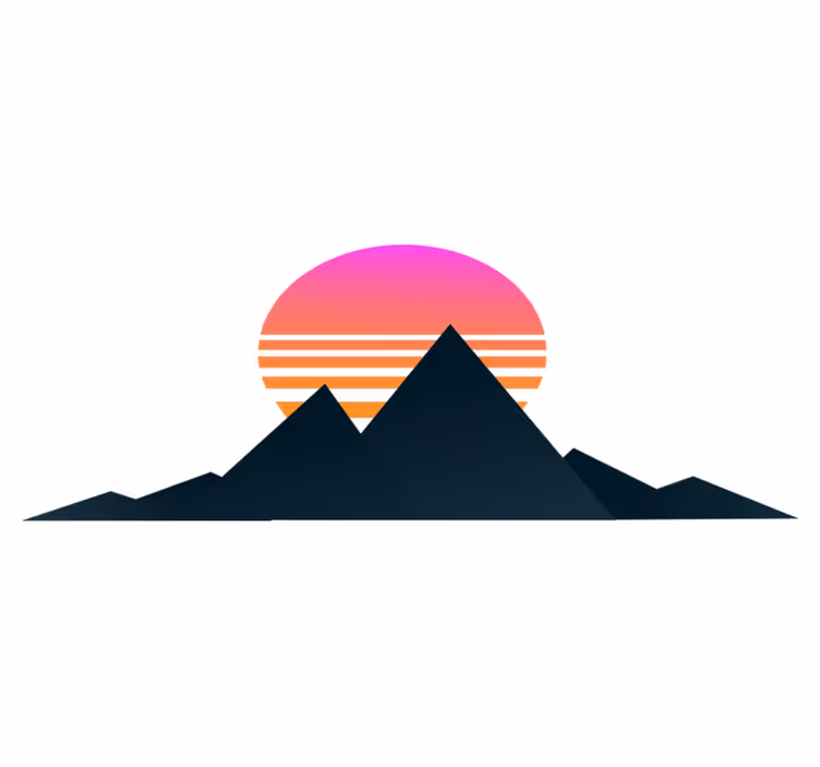 Vinyl teppe geometrisk fjellsolnedgang - Tenstickers