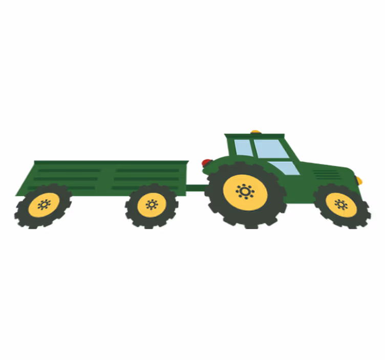 Grønn traktor og vogn vinyl teppe spedbarn - Tenstickers