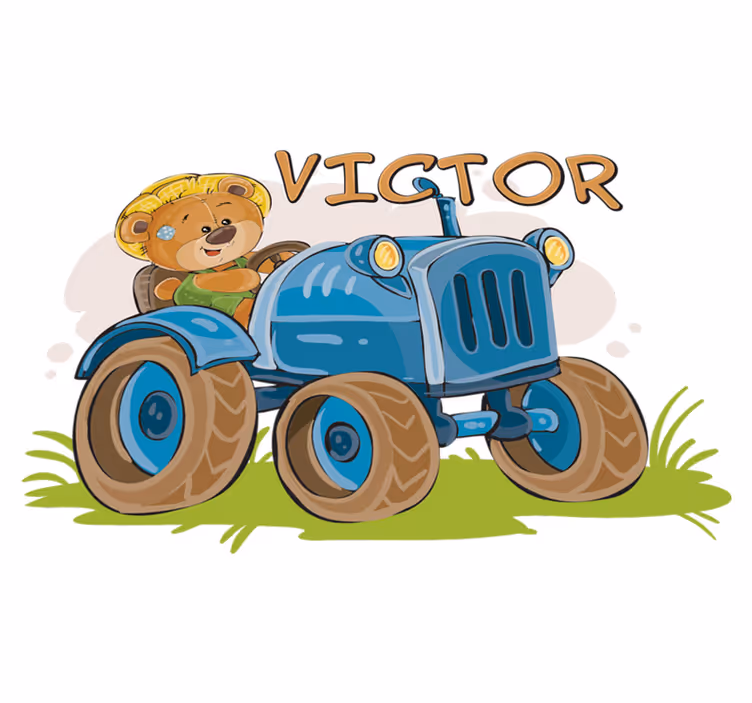 Vinyl teppe spedbarn personlig traktor - Tenstickers