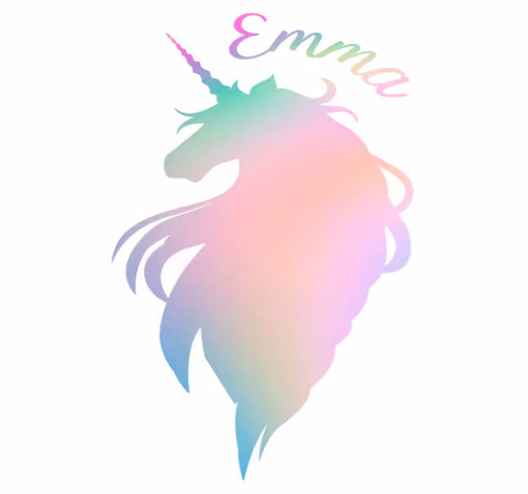 Vinyl teppe spedbarn tilpassbar unicorn silhuett - Tenstickers