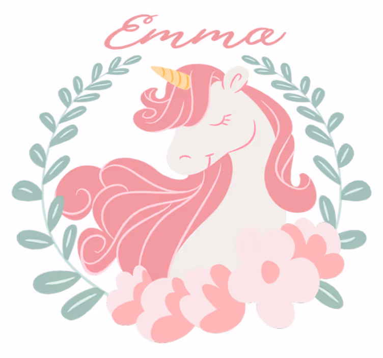 Vinyl teppe spedbarn prinsesse enhorn med navn - Tenstickers