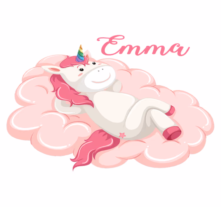 Unicorn i sky med navn vinyl teppe spedbarn - Tenstickers