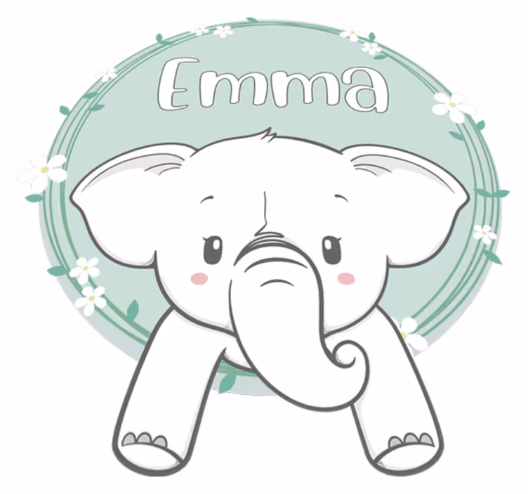 Vinyl teppe spedbarn elefant med navn - Tenstickers