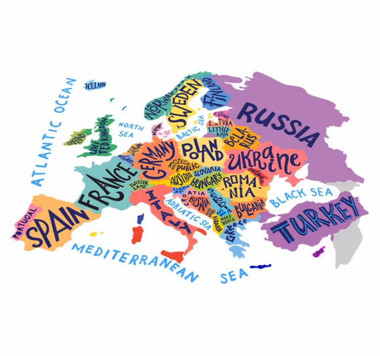 Vinyl teppe spedbarn europa kart for barn - Tenstickers
