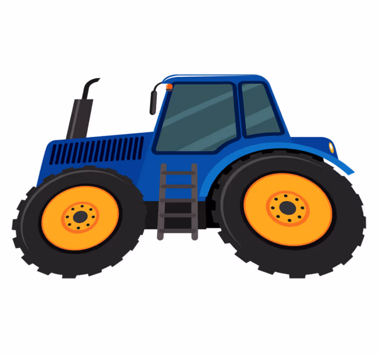 Blå traktor vinyl teppe spedbarn - Tenstickers