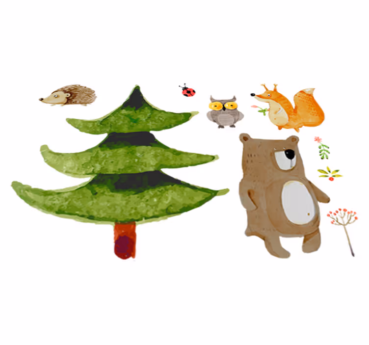 Vill skogsdyr vinyl teppe spedbarn - Tenstickers