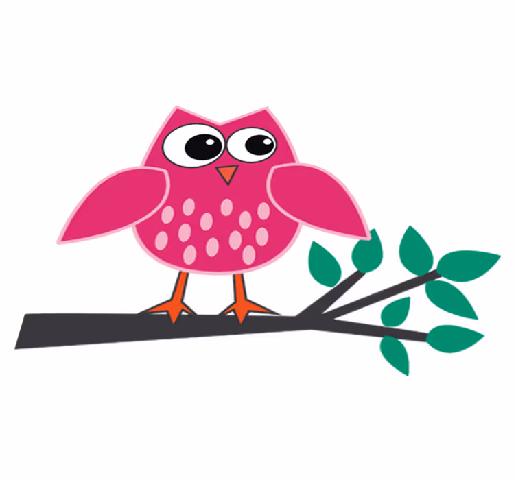 Vinyl teppe spedbarn rosa ugle på gren - Tenstickers